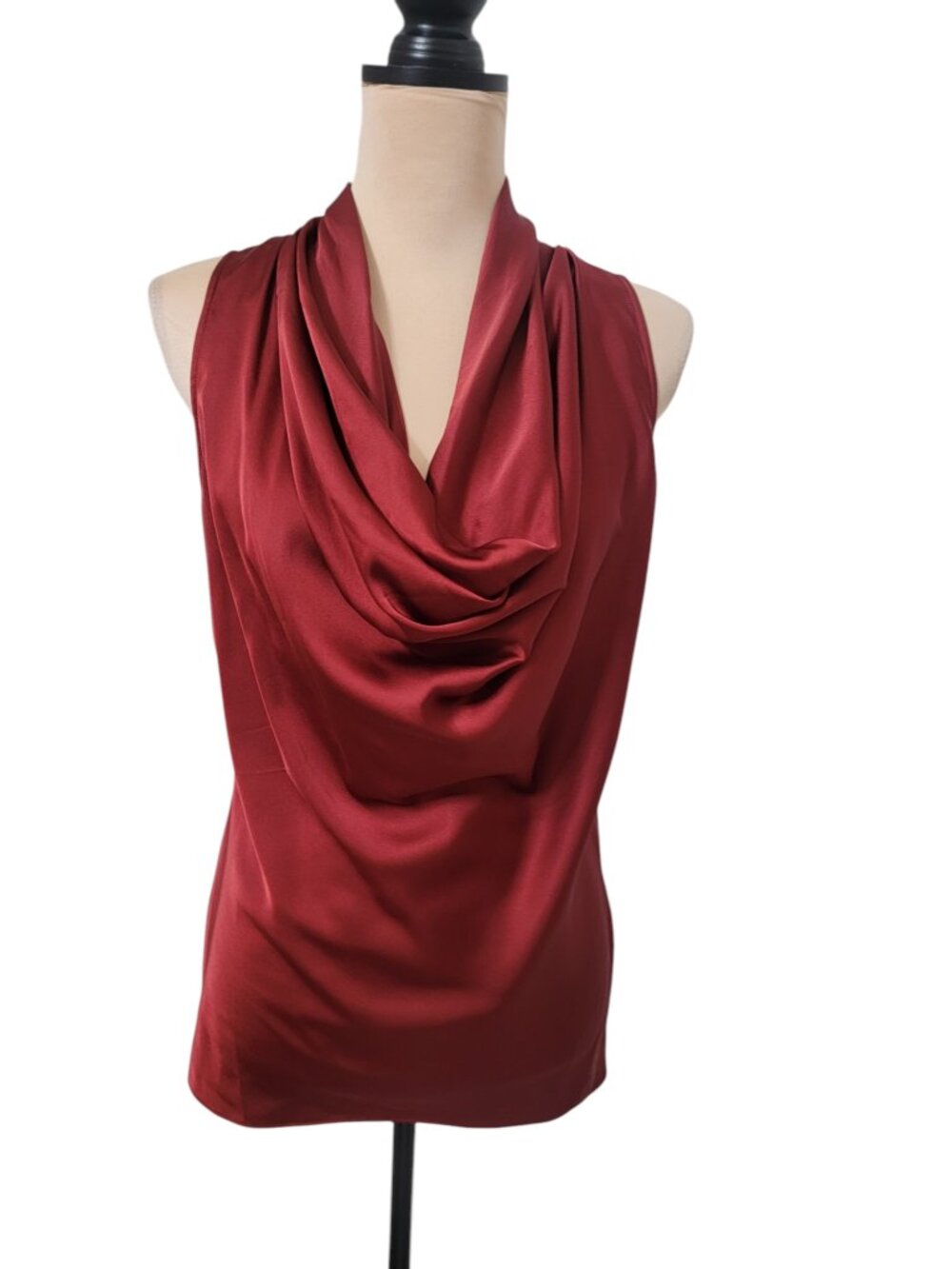 Boston Proper Size 8 Brick Red Marilyn Cowl Neck Charmeuse Blouse